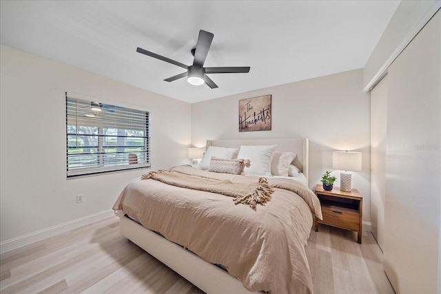1211 Capri Isles Blvd Unit 6, Venice, FL 34292 - bedroom featuring light wood-type flooring and ceiling fan