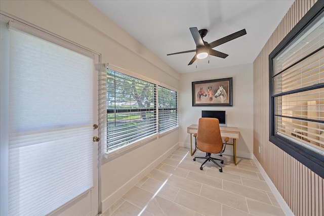 1211 Capri Isles Blvd Unit 6, Venice, FL 34292 - office area featuring a ceiling fan and light tile patterned floors