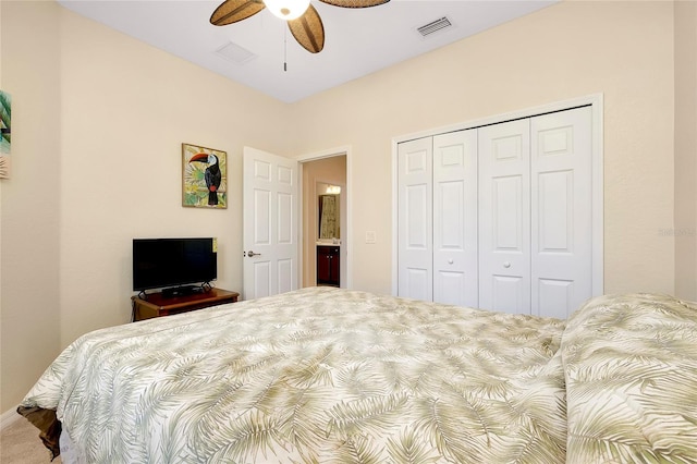 12187 Amica Loop, Venice, FL 34293 - carpeted bedroom with a closet and ceiling fan