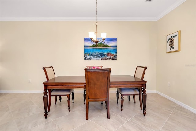 12187 Amica Loop, Venice, FL 34293 - dining room featuring a chandelier, ornamental molding, and light tile patterned floors