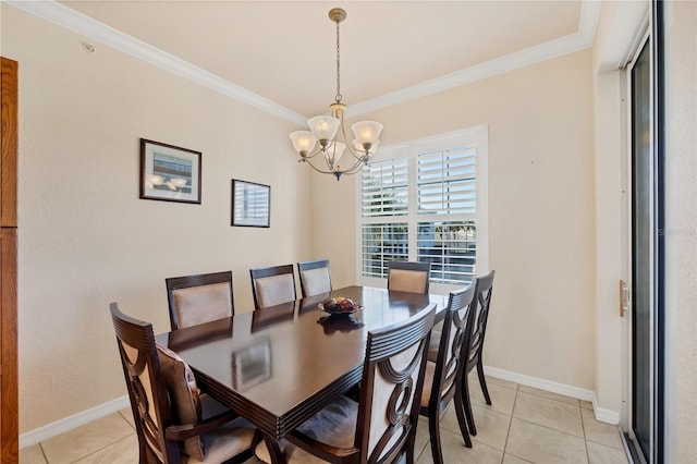 700 Gardens Edge Dr Unit 722, Venice, FL 34285 - dining area featuring a chandelier, ornamental molding, and light tile patterned floors