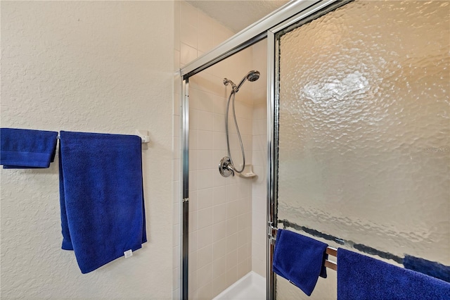 700 Gardens Edge Dr Unit 722, Venice, FL 34285 - bathroom featuring a shower stall and a textured wall