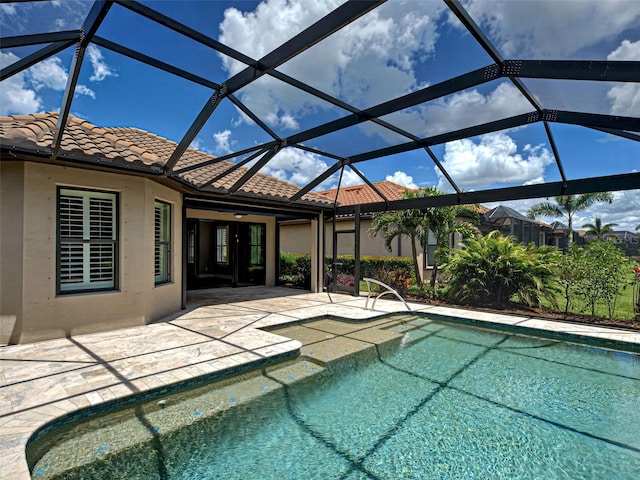 5832 Semolino St, Nokomis, FL 34275 - swimming pool with a patio, a lanai, and a ceiling fan