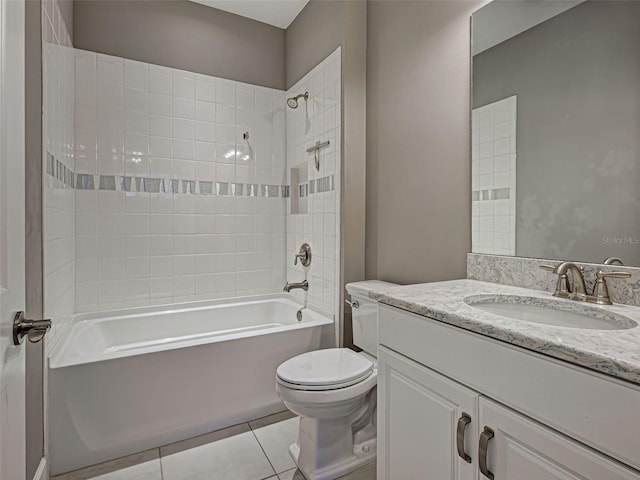 5832 Semolino St, Nokomis, FL 34275 - bathroom with vanity, washtub / shower combination, and tile patterned floors