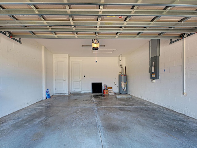 5832 Semolino St, Nokomis, FL 34275 - garage with gas water heater, electric panel, and a garage door opener