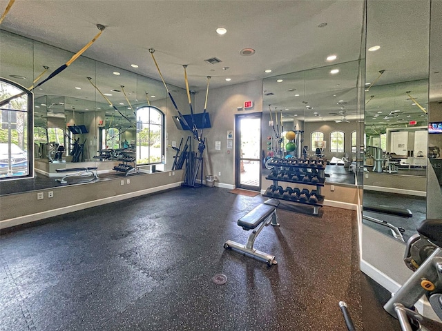 5832 Semolino St, Nokomis, FL 34275 - exercise room featuring recessed lighting and healthy amount of natural light