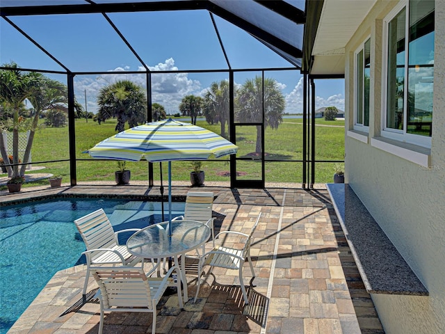 48 Lark Dr, Placida, FL 33946 - outdoor pool with a patio, a lanai, and a lawn