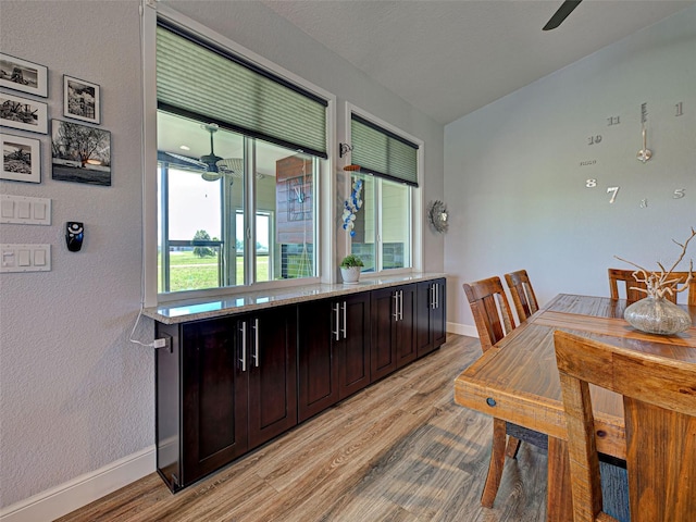 48 Lark Dr, Placida, FL 33946 - dining space with ceiling fan and light wood-type flooring