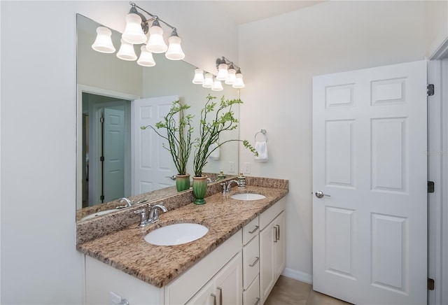 19269 Serafina St, Venice, FL 34293 - full bathroom featuring double vanity and a chandelier