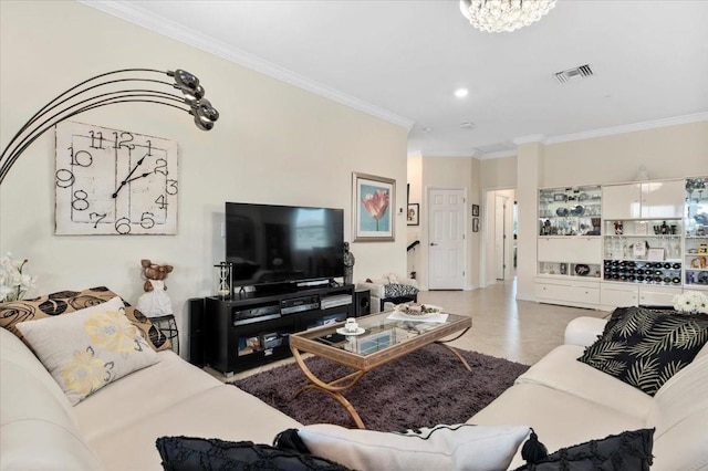 935 Tidewater Shrs Unit 721, Bradenton, FL 34208 - living room featuring ornamental molding