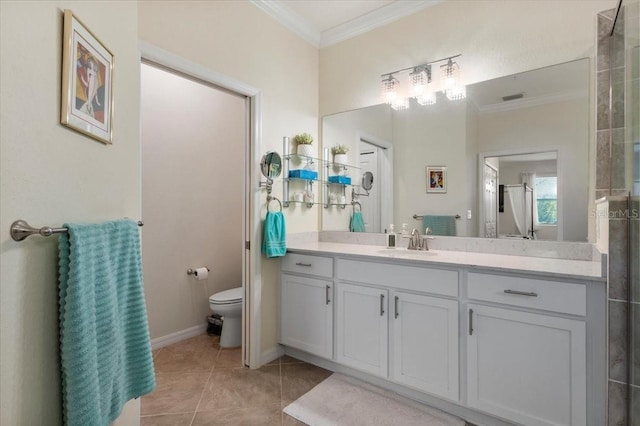 935 Tidewater Shrs Unit 721, Bradenton, FL 34208 - full bathroom with ornamental molding, vanity, and tile patterned floors