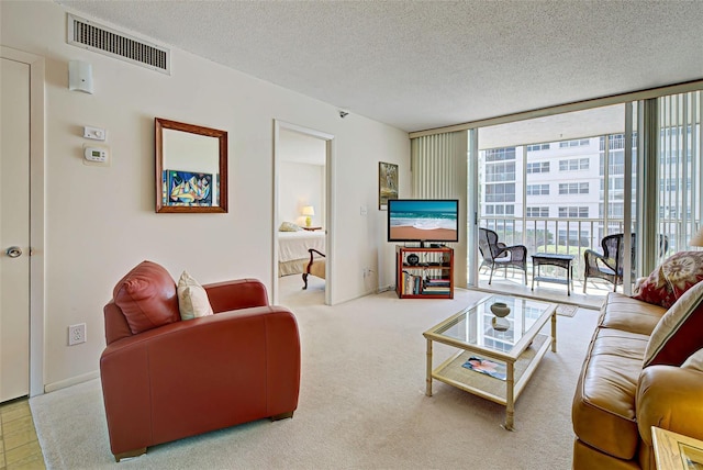244 Saint Augustine Ave Unit 202, Venice, FL 34285 - living area featuring a wall of windows and a textured ceiling