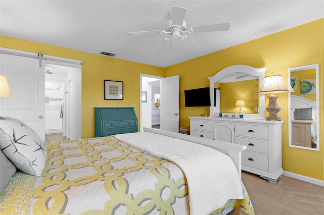 340 Three Lakes Ln Unit F, Venice, FL 34285 - bedroom with light colored carpet and ceiling fan