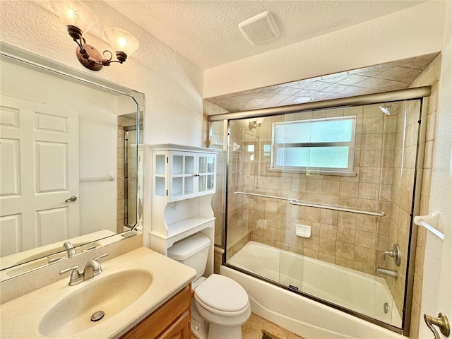 6522 Pimlico St, North Port, FL 34291 - bathroom with vanity, combined bath / shower with glass door, and a textured ceiling