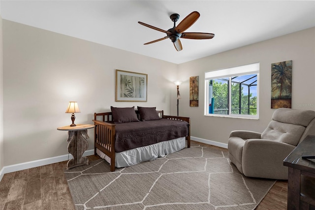 108 Albatross Rd, Rotonda West, FL 33947 - bedroom with wood finished floors and a ceiling fan