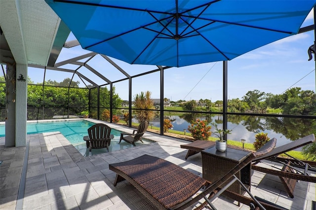108 Albatross Rd, Rotonda West, FL 33947 - outdoor pool featuring a water view, a patio, and a lanai
