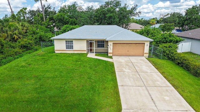 2403 Trianna St, North Port, FL 34291 - ranch-style home with stucco siding, a garage, and concrete driveway
