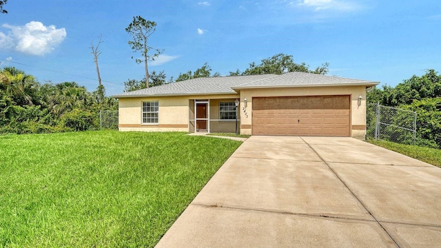 2403 Trianna St, North Port, FL 34291 - ranch-style home featuring stucco siding, driveway, and a garage