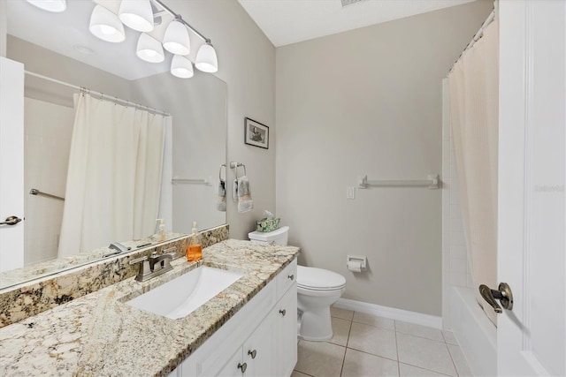 1429 Turnberry Dr, Venice, FL 34292 - full bathroom with vanity, tile patterned floors, and shower / bath combo with shower curtain