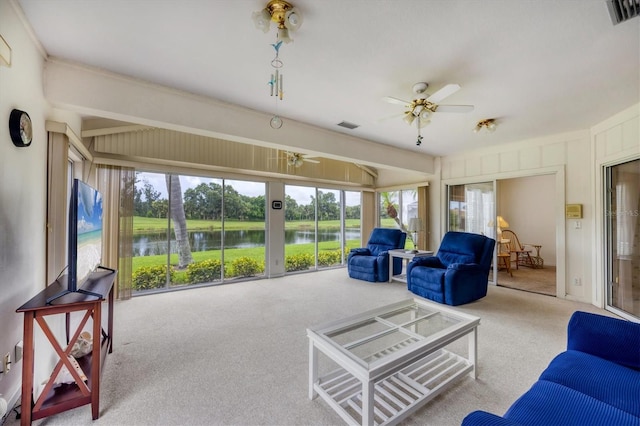1429 Turnberry Dr, Venice, FL 34292 - carpeted living room with a ceiling fan