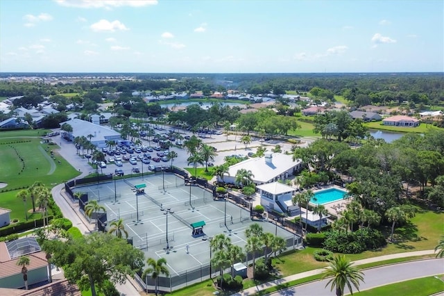 1429 Turnberry Dr, Venice, FL 34292 - aerial perspective of suburban area with a large body of water and a pool