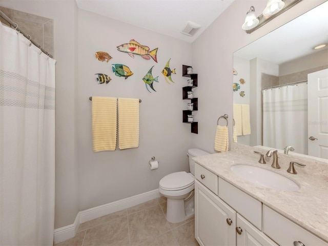 141 Bella Vista Ter Unit 34B, North Venice, FL 34275 - bathroom with vanity, tile patterned floors, and a shower with curtain
