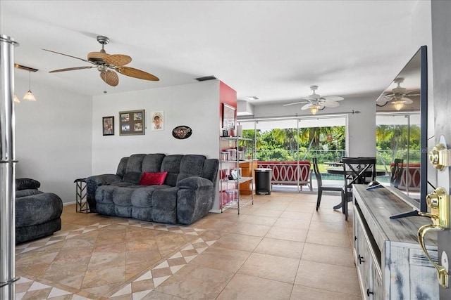 18671 Macgill Ave, Port Charlotte, FL 33948 - living room featuring a ceiling fan