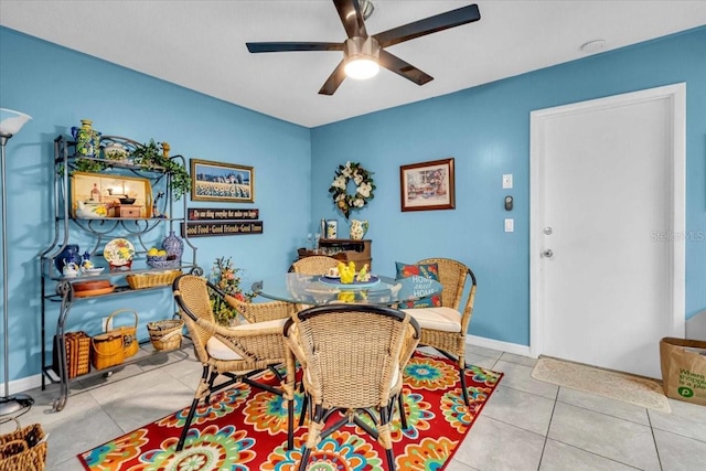8651 Ellesmere Ct, North Port, FL 34287 - dining area featuring ceiling fan and tile patterned floors