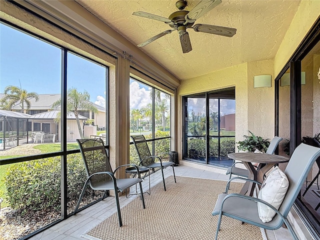 1335 Rock Dove Ct Unit 111, Punta Gorda, FL 33950 - sunroom featuring a ceiling fan and healthy amount of natural light