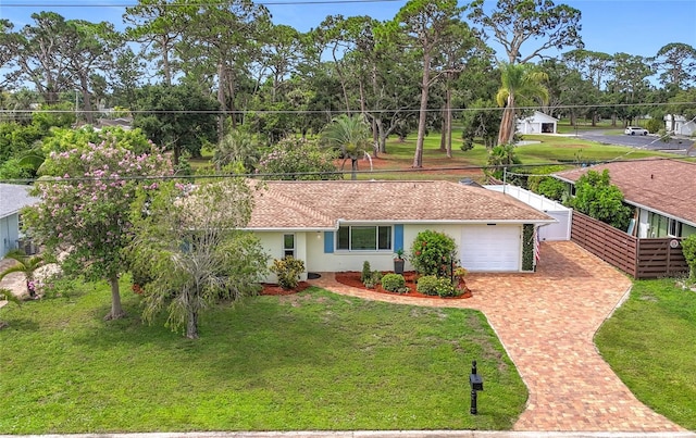 3274 Savage Rd, Sarasota, FL 34231 - view of front facade with a garage, decorative driveway, and stucco siding