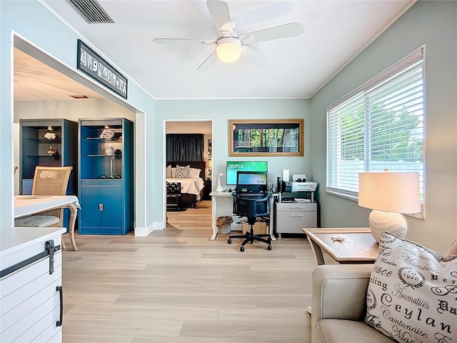 3274 Savage Rd, Sarasota, FL 34231 - office featuring ceiling fan and wood finished floors