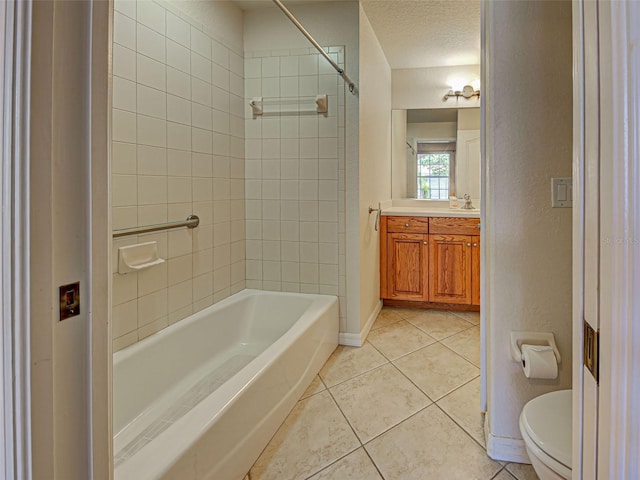 800 San Lino Cir Unit 813, Venice, FL 34292 - full bath with vanity, tile patterned flooring, bathing tub / shower combination, and a textured ceiling