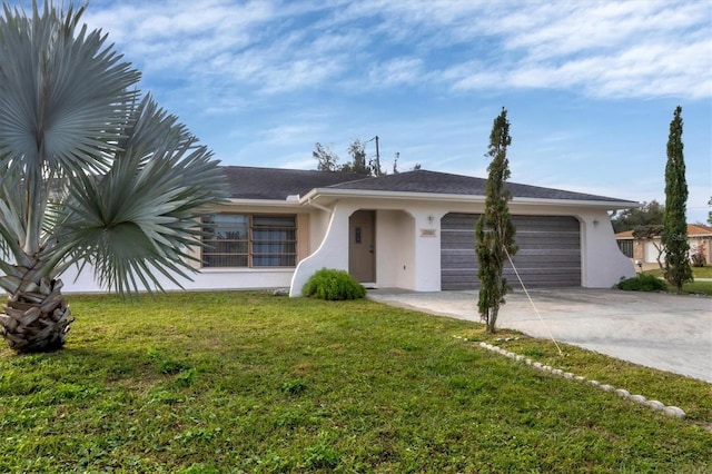 12001 Daroco Ln, North Port, FL 34287 - ranch-style home featuring stucco siding, an attached garage, concrete driveway, and a front yard