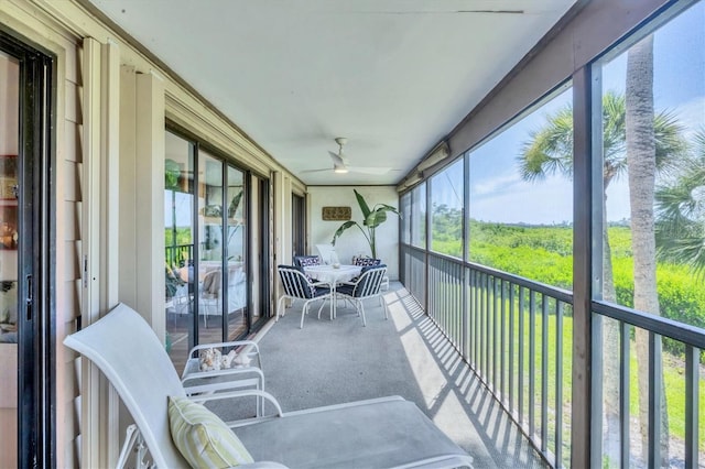1088 Bird Bay Way Unit 307, Venice, FL 34285 - sunroom / solarium featuring a ceiling fan