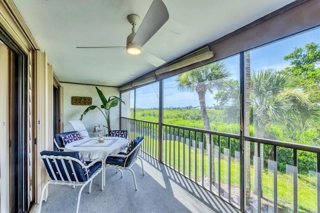 1088 Bird Bay Way Unit 307, Venice, FL 34285 - sunroom with ceiling fan and plenty of natural light
