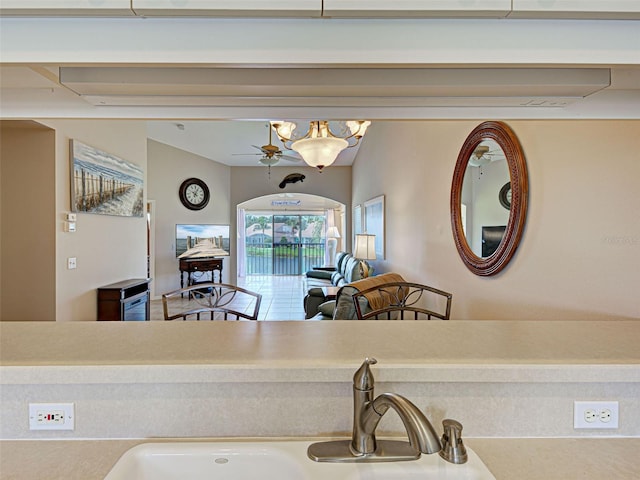 903 Addington Ct Unit 203, Venice, FL 34293 - kitchen featuring open floor plan, a chandelier, and light countertops