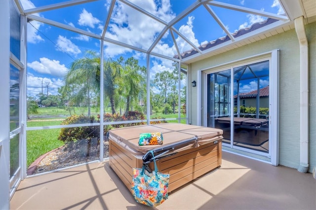 2471 Silver Palm Rd, North Port, FL 34288 - sunroom / solarium featuring a hot tub