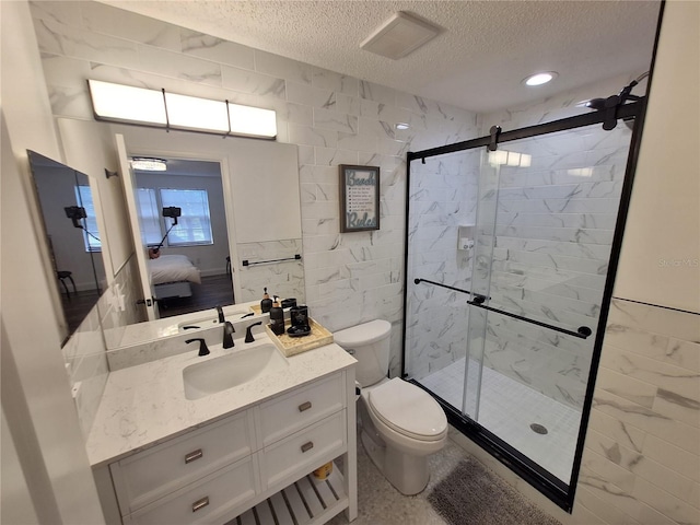 4022 Beaver Ln Unit 1000G, Port Charlotte, FL 33952 - full bath with a textured ceiling, ensuite bath, a marble finish shower, and vanity