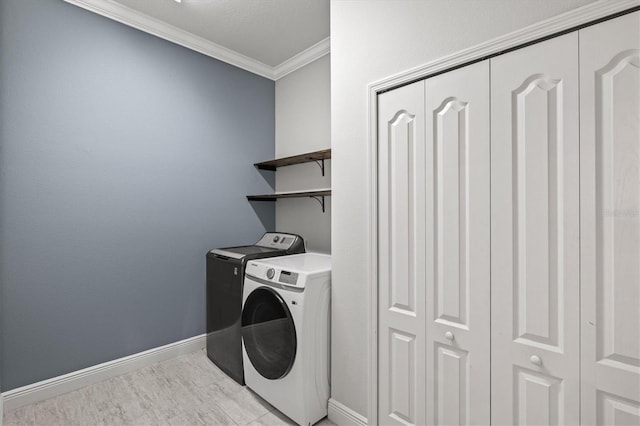 12301 Auburndale Ct, Venice, FL 34293 - laundry room with separate washer and dryer and ornamental molding