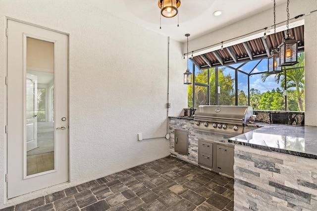12301 Auburndale Ct, Venice, FL 34293 - view of patio with area for grilling and a lanai