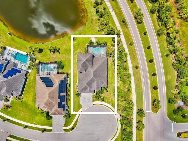 12301 Auburndale Ct, Venice, FL 34293 - aerial view of property and surrounding area featuring a pool area and property boundaries highlighted