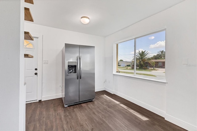 210 Duxbury Ave, Port Charlotte, FL 33952 - kitchen featuring stainless steel refrigerator with ice dispenser and dark wood-type flooring