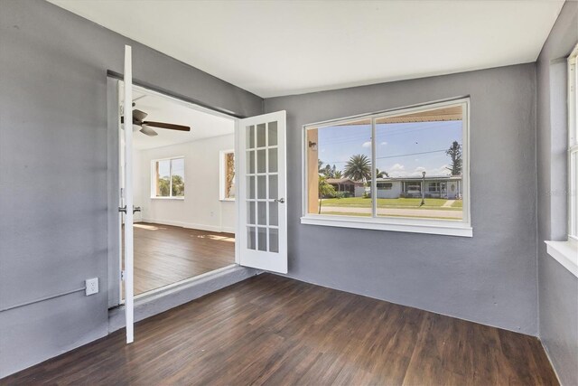 210 Duxbury Ave, Port Charlotte, FL 33952 - unfurnished room with french doors, wood finished floors, and ceiling fan