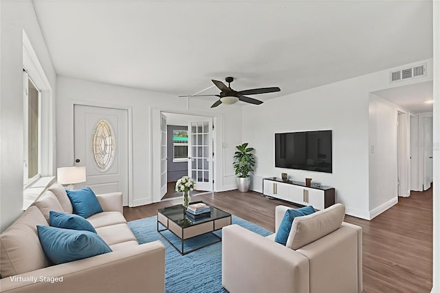 210 Duxbury Ave, Port Charlotte, FL 33952 - living area with wood finished floors and ceiling fan