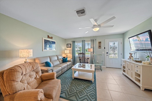 10341 Greenway Ave, Englewood, FL 34224 - living area featuring a ceiling fan and light tile patterned floors