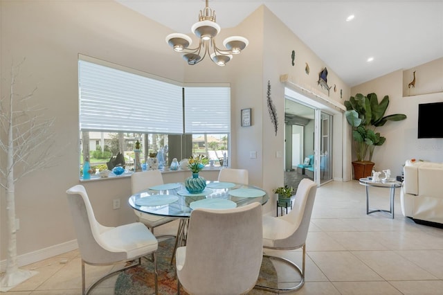 5001 Almar Dr, Punta Gorda, FL 33950 - dining space with light tile patterned flooring, a chandelier, and recessed lighting