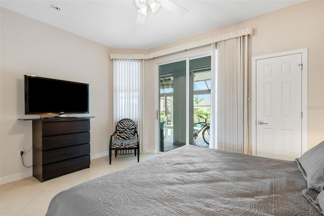 5001 Almar Dr, Punta Gorda, FL 33950 - tiled bedroom featuring access to exterior, multiple windows, and a ceiling fan