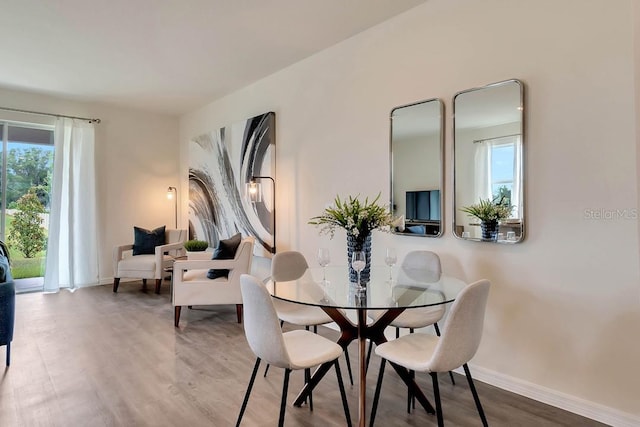 dining room featuring a healthy amount of sunlight and light wood-type flooring