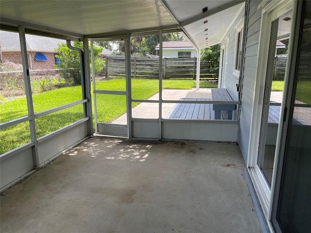 view of unfurnished sunroom