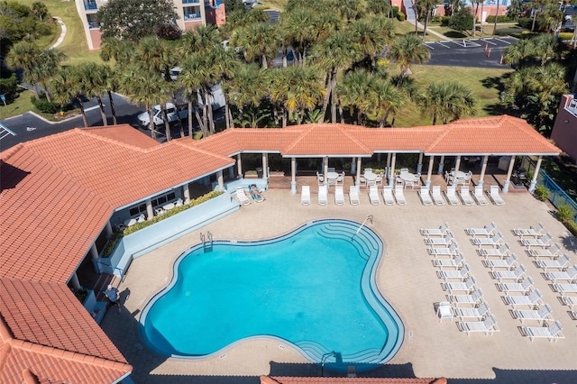 view of pool featuring a patio